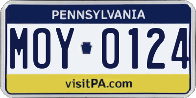 PA license plate MOY0124