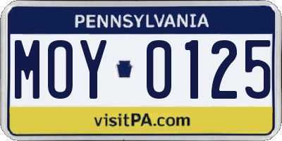 PA license plate MOY0125
