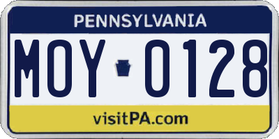 PA license plate MOY0128