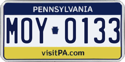 PA license plate MOY0133