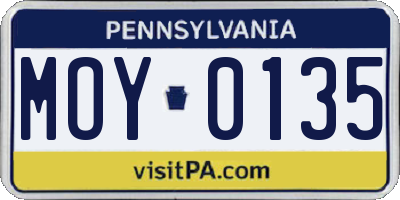 PA license plate MOY0135