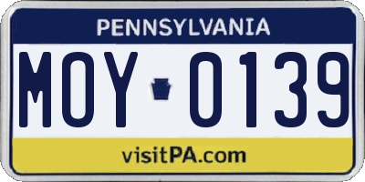 PA license plate MOY0139
