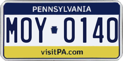 PA license plate MOY0140