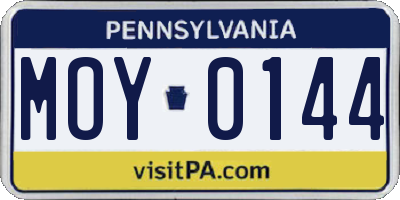 PA license plate MOY0144