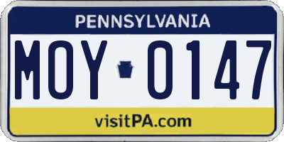 PA license plate MOY0147