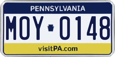 PA license plate MOY0148