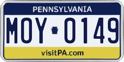 PA license plate MOY0149