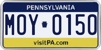 PA license plate MOY0150