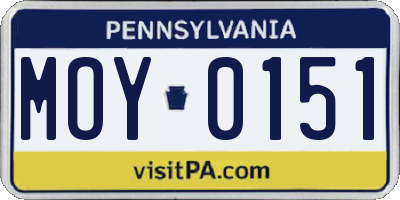 PA license plate MOY0151