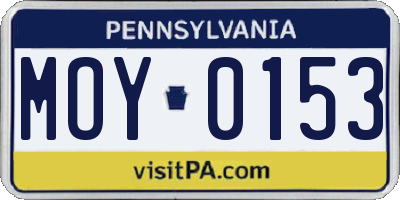 PA license plate MOY0153