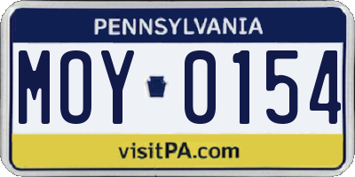 PA license plate MOY0154