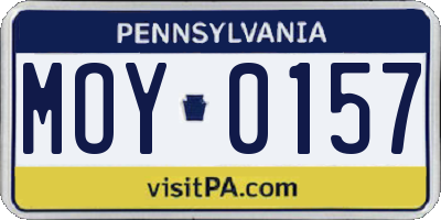 PA license plate MOY0157