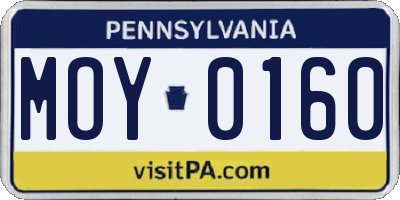PA license plate MOY0160