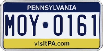 PA license plate MOY0161