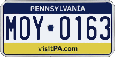 PA license plate MOY0163