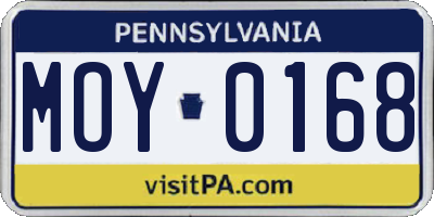 PA license plate MOY0168