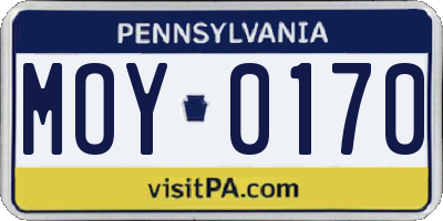 PA license plate MOY0170