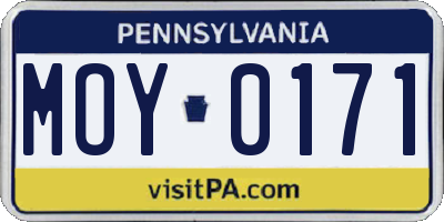 PA license plate MOY0171