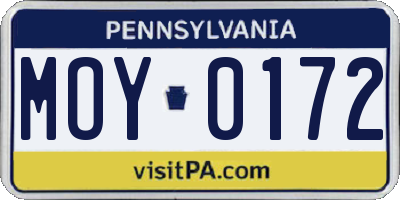 PA license plate MOY0172