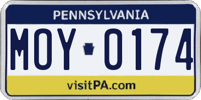 PA license plate MOY0174
