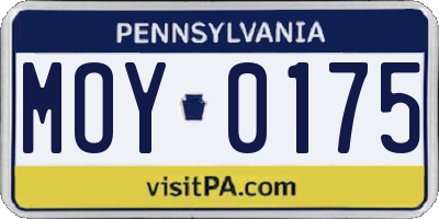 PA license plate MOY0175