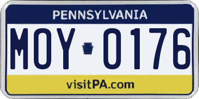 PA license plate MOY0176