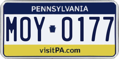 PA license plate MOY0177