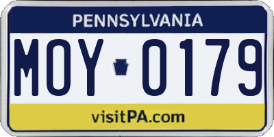 PA license plate MOY0179
