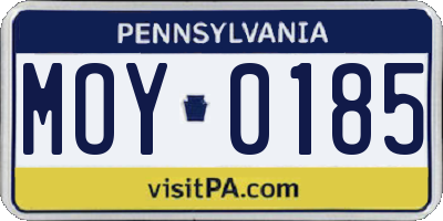 PA license plate MOY0185