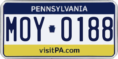 PA license plate MOY0188