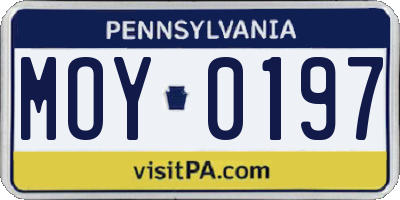 PA license plate MOY0197