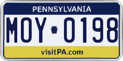 PA license plate MOY0198