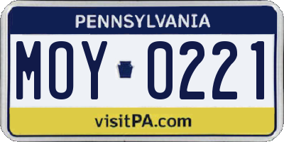 PA license plate MOY0221