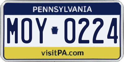 PA license plate MOY0224