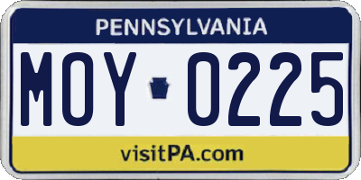 PA license plate MOY0225