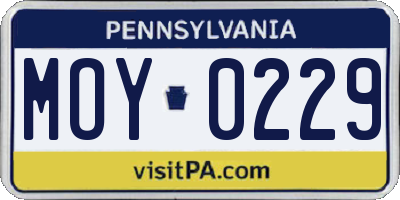 PA license plate MOY0229