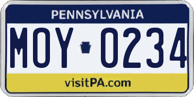 PA license plate MOY0234