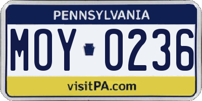 PA license plate MOY0236