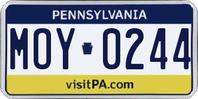 PA license plate MOY0244
