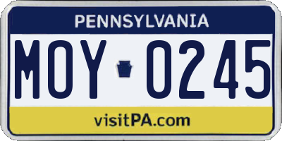 PA license plate MOY0245