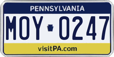 PA license plate MOY0247