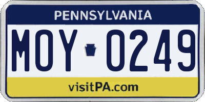 PA license plate MOY0249