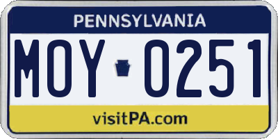 PA license plate MOY0251
