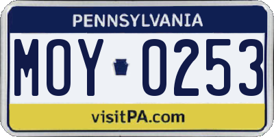 PA license plate MOY0253