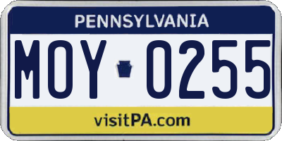 PA license plate MOY0255