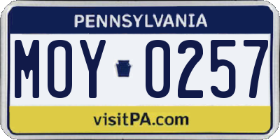 PA license plate MOY0257