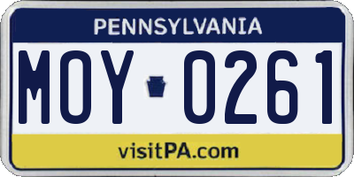 PA license plate MOY0261