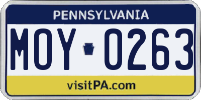 PA license plate MOY0263