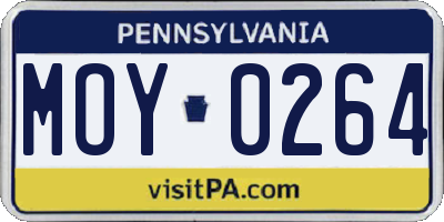 PA license plate MOY0264