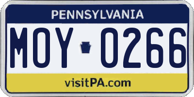 PA license plate MOY0266